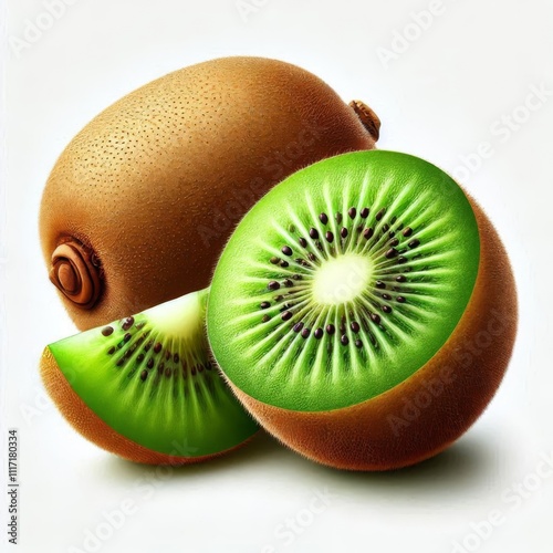 Pair of Kiwi Fruits Isolated on White Background