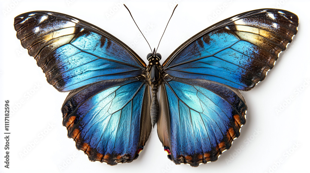 Fototapeta premium Blue morpho butterfly isolated on white background