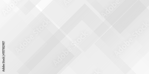 Modern white, gray gradient technology concept diamond triangle geometric line background. minimal rectangle randomly arranged white lines transparent layers white abstract design template background.
