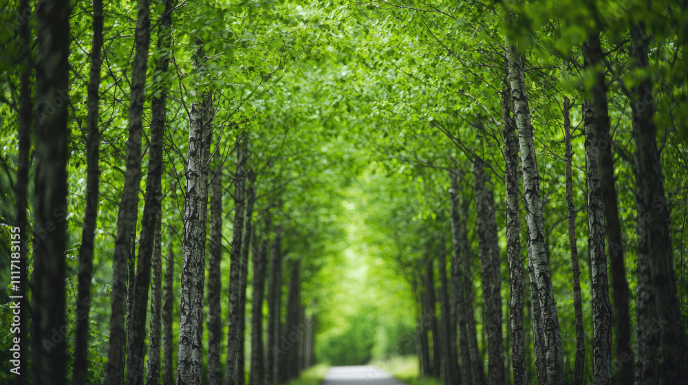 Serene tree-lined pathway inviting peaceful walks through lush green foliage. Serene tree-lined pathway inviting peaceful walks through lush green foliage.