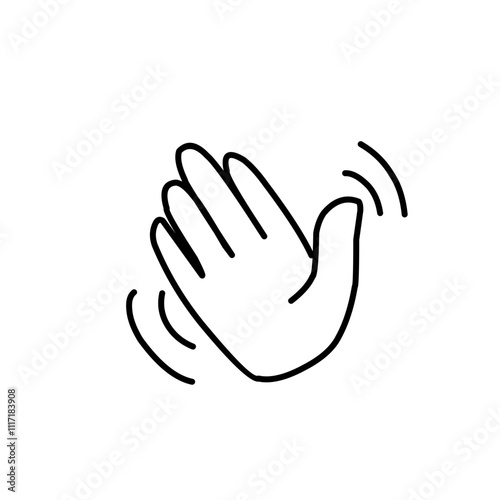 hand waving hello doodle illustration