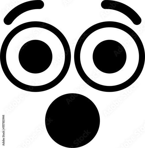 shocked expression emoticon vector. symbol, illustration, sign.