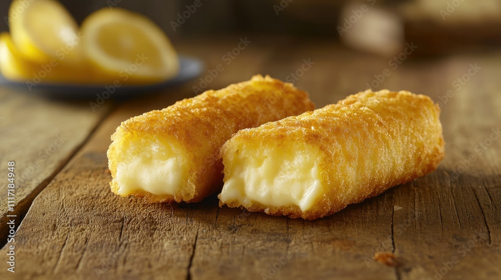 Delicious Golden Crispy Fish Sticks with Tangy Lemon Slice Delicious Golden Crispy Fish Sticks with Tangy Lemon Slice