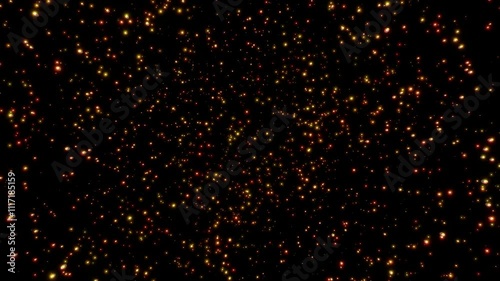 宇宙の星々やホタルの光のように輝く赤色のパーティクル