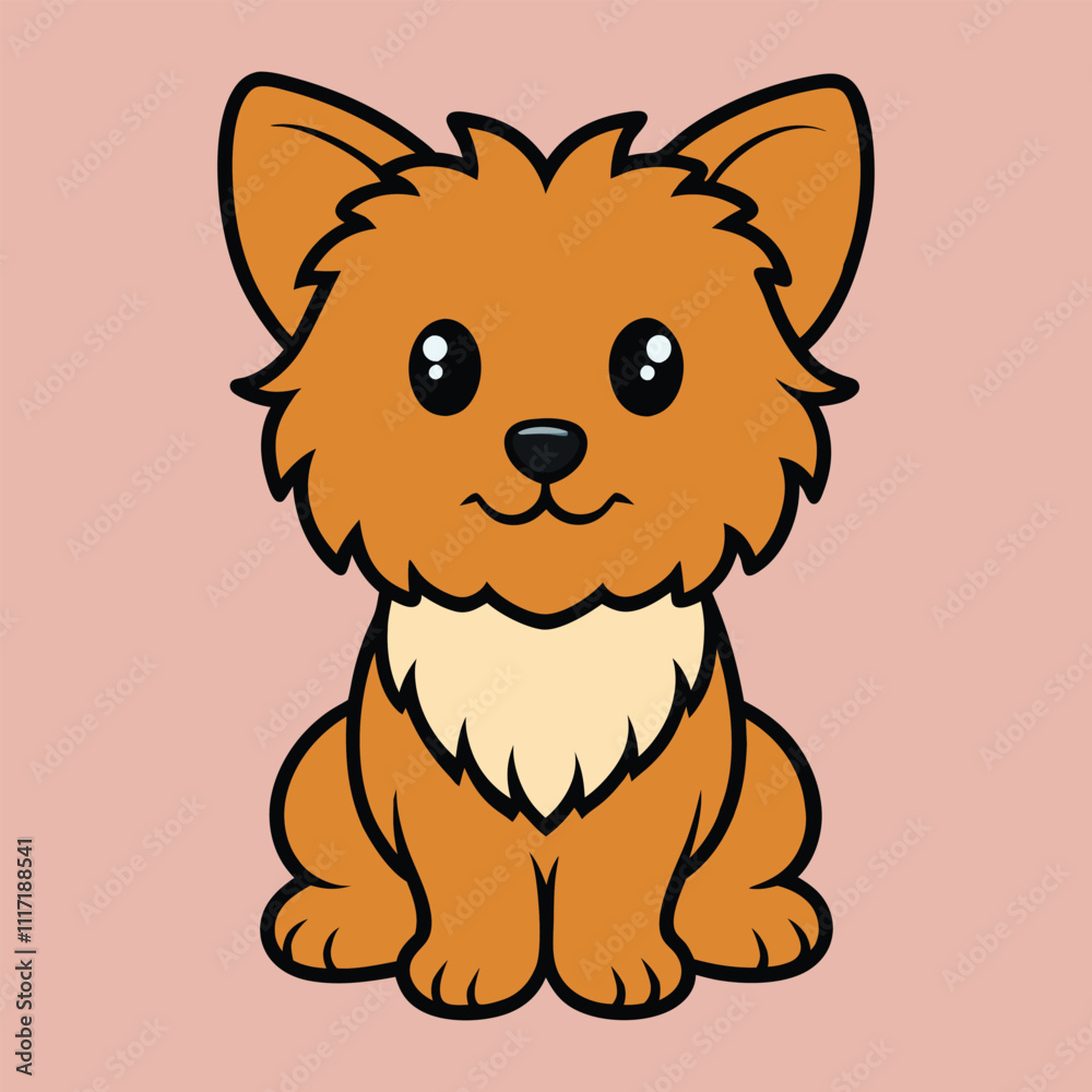 Obraz premium Cute Baby Yorkie Chon Dog Sitting Vector Illustration Design