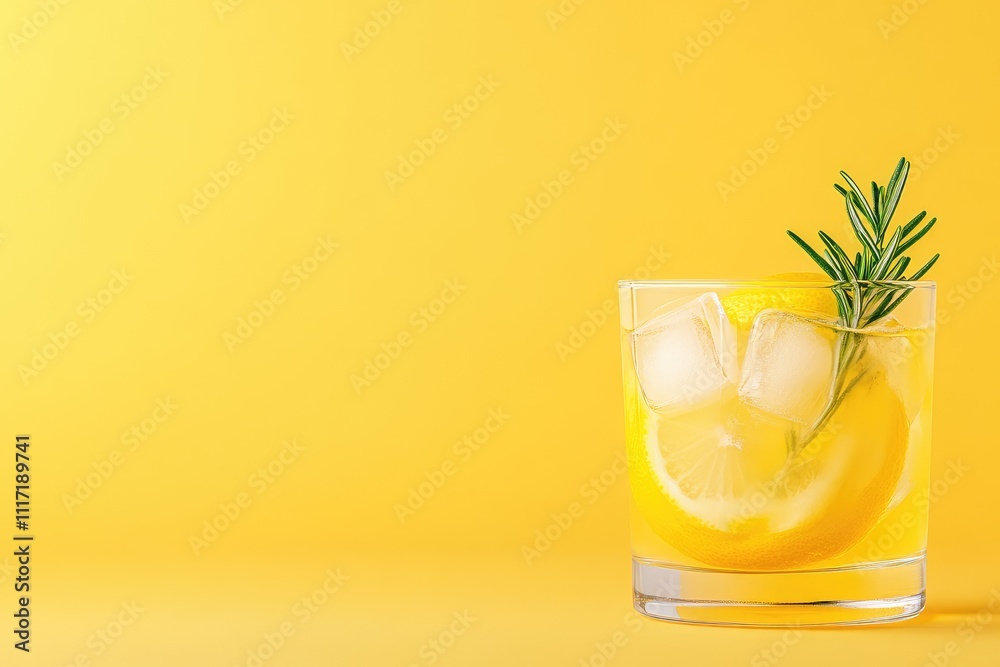 Refreshing Lemonade and Alcoholic Cocktail with Rosemary and Lemon Slices Refreshing Lemonade and Alcoholic Cocktail with Rosemary and Lemon Slices