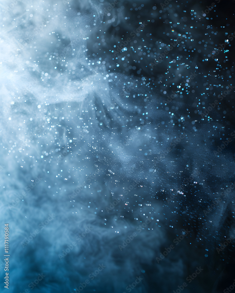 Obraz premium A blue background with smoke and steam. The background is very dark and the smoke and steam are floating in the air