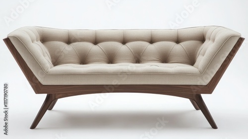 Elegant Mid-Century Modern Sofa with Unique Curved Design and Texture