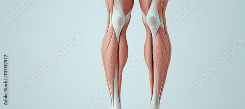 Detailed anatomical view of human leg muscles highlighting key muscle groups. photo