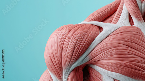 Detailed close-up of human muscle structure showcasing its intricate layers and design.