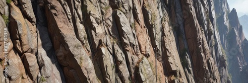 Climb up a vertical face of the mountain wall with a small foothold, spigolo est, alpinismo, ascesa verticale