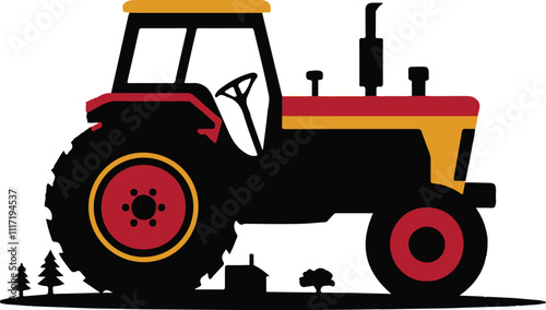 Tractor silhouette vector style with white background