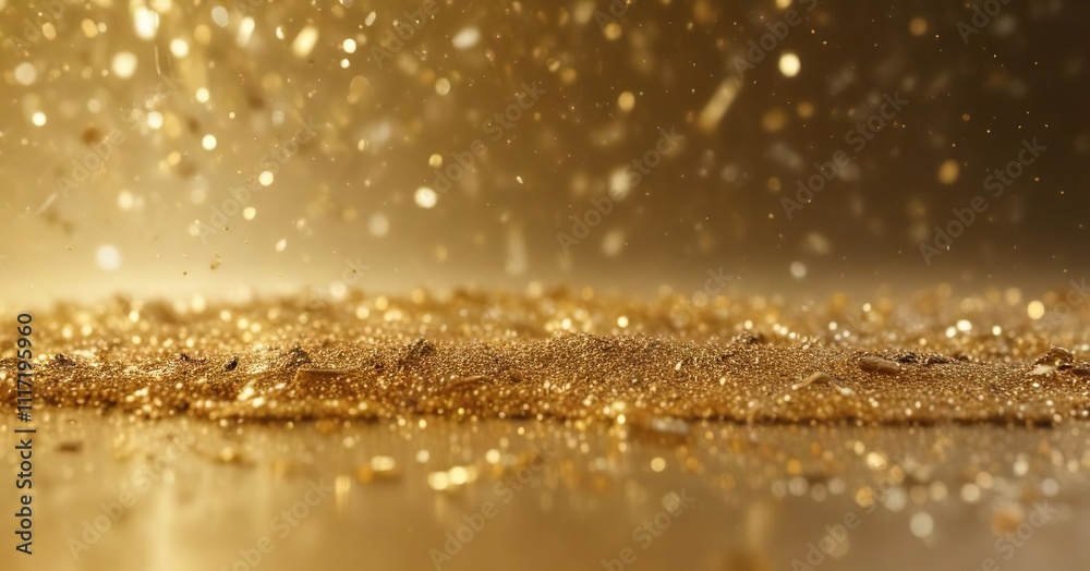 A sprinkling of golden glitter over a solid gold background, celebratory mood, whimsical charm A sprinkling of golden glitter over a solid gold background, celebratory mood, whimsical charm