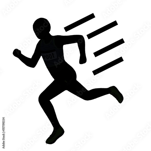 A silhouette of a runner athlete, suitable for posters, social media content, YouTube content, and a sports shop logo.