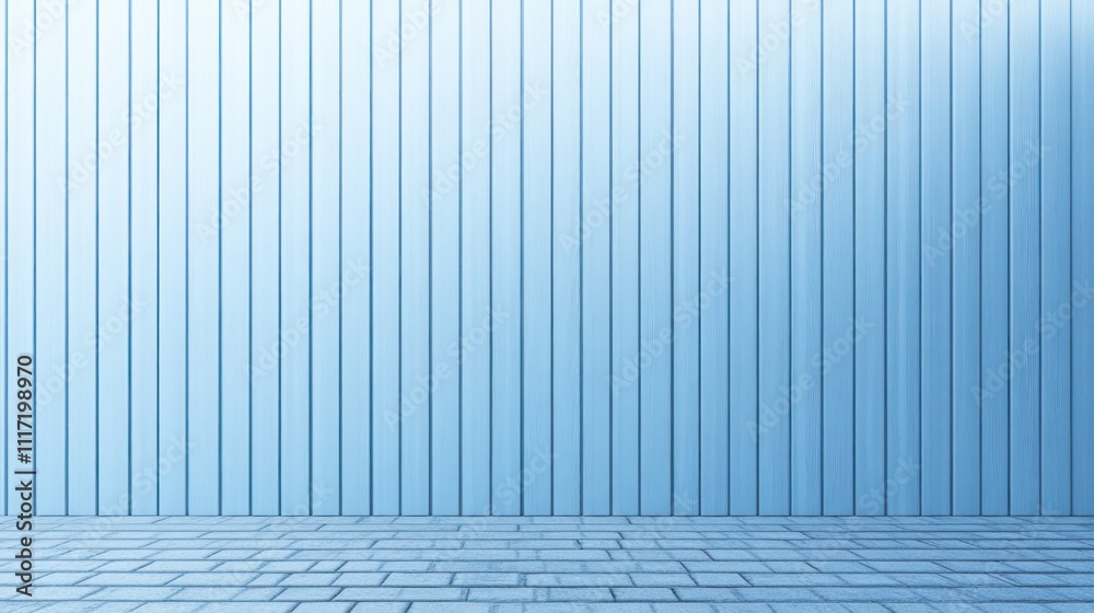 Light blue vertical striped wall with tiled floor. Light blue vertical striped wall with tiled floor.