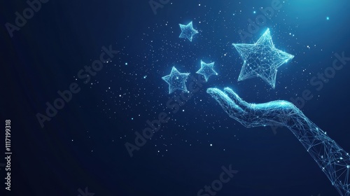 Digital transformation event stars in hand virtual space creative concept futuristic environment inspirational viewpoint