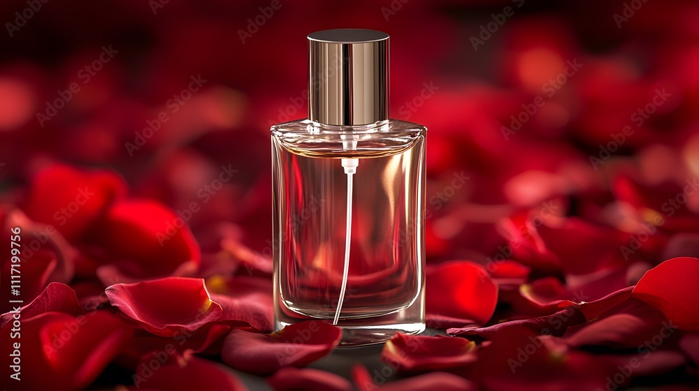 Perfume bottle on rose petals. Perfume bottle on rose petals.