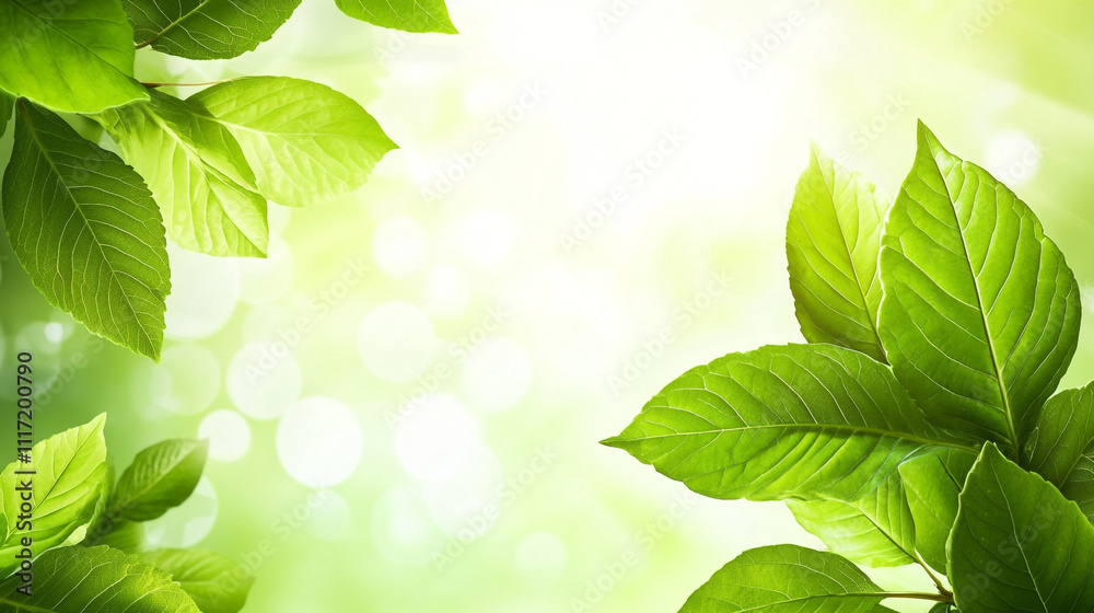 Lush Green Leaves Spring Nature Background Bright Sunlight Lush Green Leaves Spring Nature Background Bright Sunlight