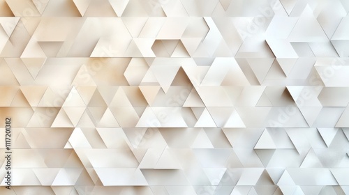 Abstract geometric background of textured white and beige triangles.