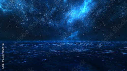 Serene nighttime ocean scene under a starry sky. Perfect for backgrounds, websites, and design projects.