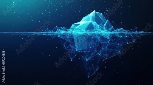 Digital iceberg visualization abstract art creation technology virtual environment futuristic viewpoint innovation concept