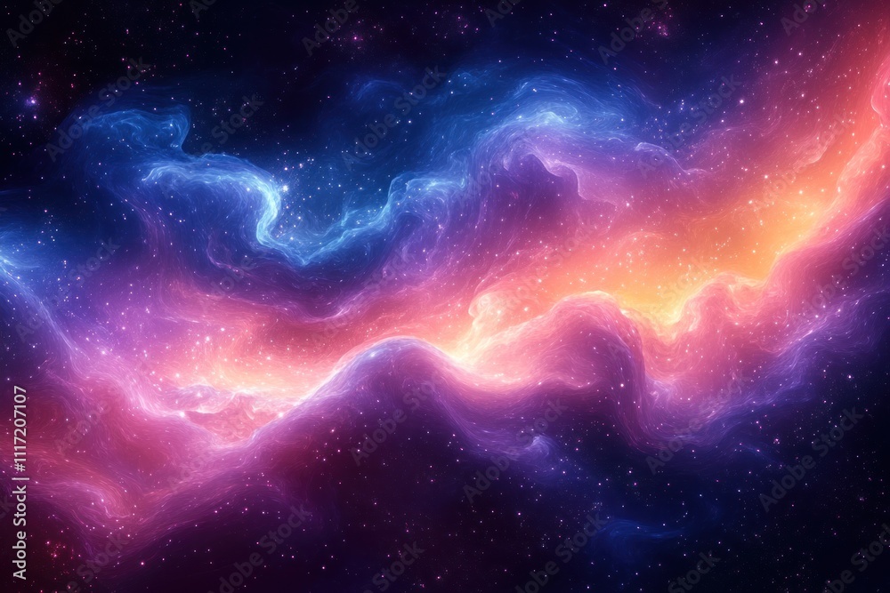 Cosmic nebula with vibrant blue, pink, and orange hues. Cosmic nebula with vibrant blue, pink, and orange hues.