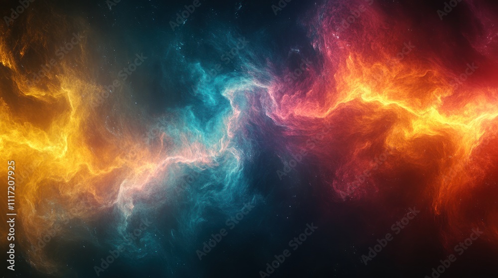Abstract fiery and icy nebula, cosmic energy clash. Abstract fiery and icy nebula, cosmic energy clash.