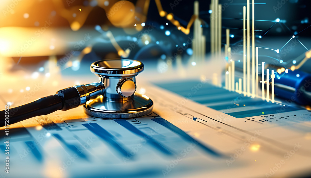 Medical Innovation - Stethoscope on Financial Charts Medical Innovation - Stethoscope on Financial Charts
