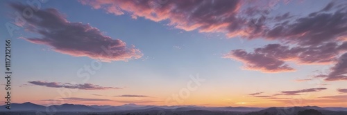 Gradated sky with soft pink at the horizon and gradually shifting to yellow and blue towards the top of the image, yellow, horizon line photo