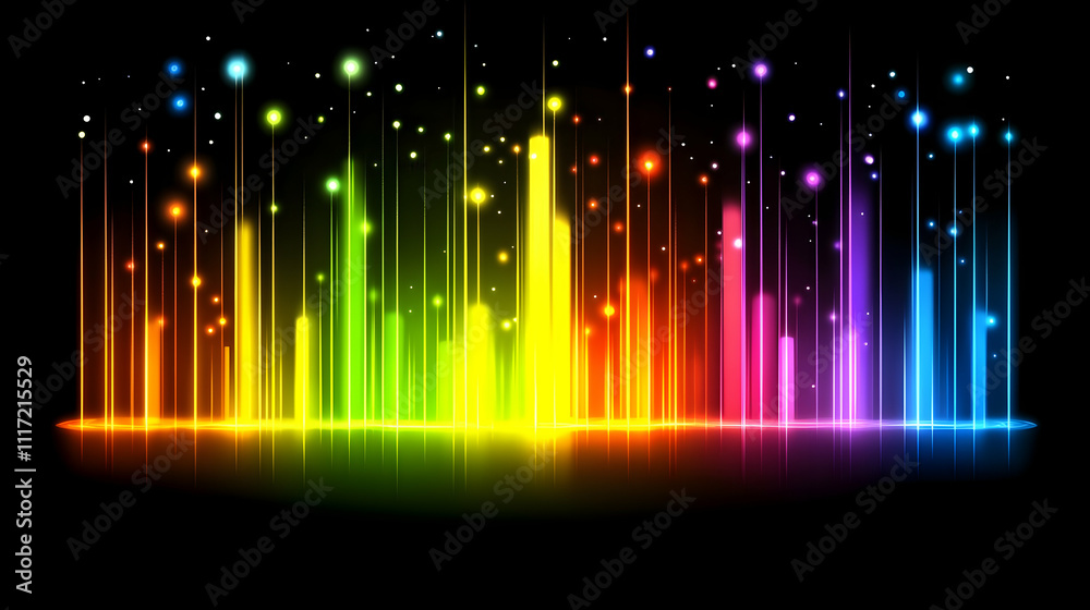 Vibrant rainbow light streaks on dark background. Vibrant rainbow light streaks on dark background.