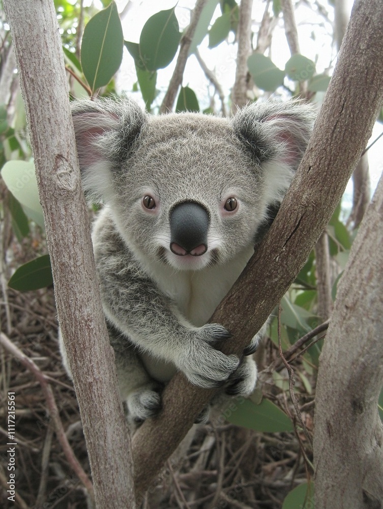 Fototapeta premium Amazing Close Up Image of a Little Koala in a Tree.