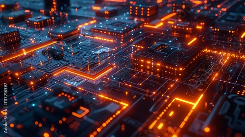 Wallpaper Mural Dynamic Fusion of Neon Cityscapes and Futuristic Tech Art Imagery Torontodigital.ca