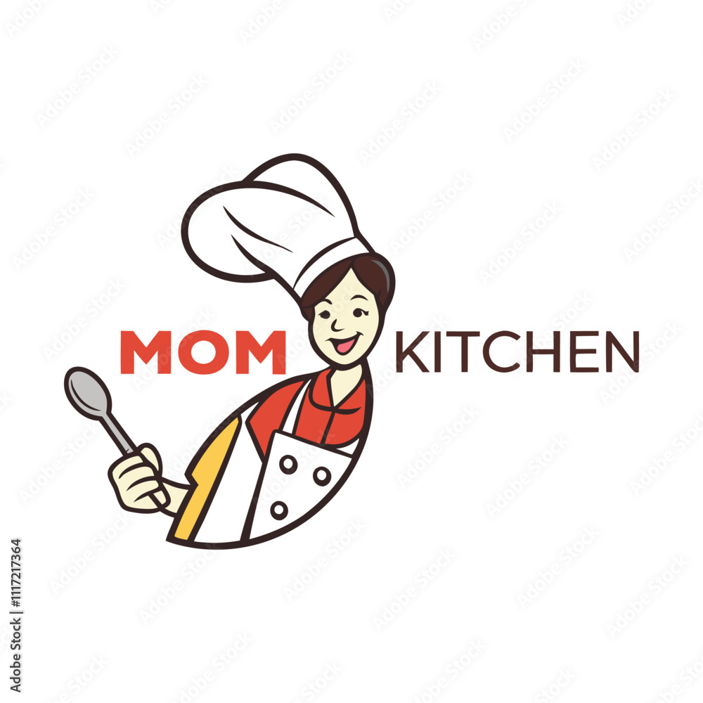 Creative Chef Logo Design Featuring a Happy Mom in the Kitchen Creative Chef Logo Design Featuring a Happy Mom in the Kitchen