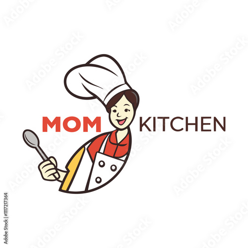 Creative Chef Logo Design Featuring a Happy Mom in the Kitchen