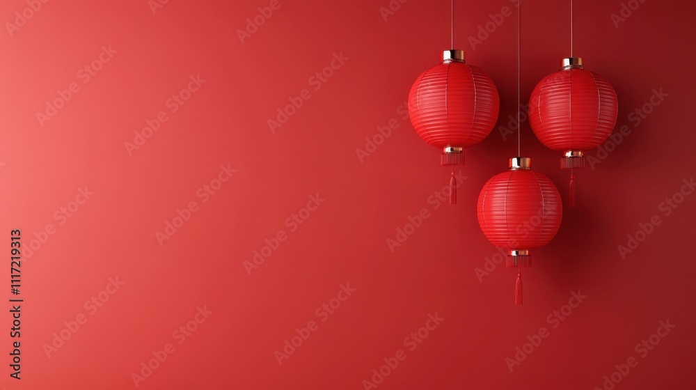 3D rendering, cute cartoon Spring Festival background, red lanterns, reserved space for product display in the middle, red background 3D rendering, cute cartoon Spring Festival background, red lanterns, reserved space for product display in the middle, red background