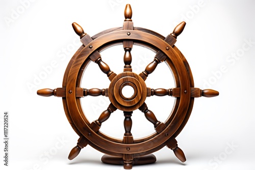 Wooden Ship Wheel Nautical Decorative Object photo