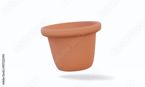 Brown flowerpot icon mockup floating isolated on white background Plant a tree flower nature environment growth garden sprout house design object 3D vector illustration