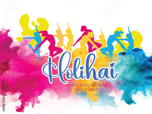 Holi Festival Celebration With Vibrant Powder and Explosive Paint Splash, Holi festival fun and colorful Gulal with Colors, splash of background and pot