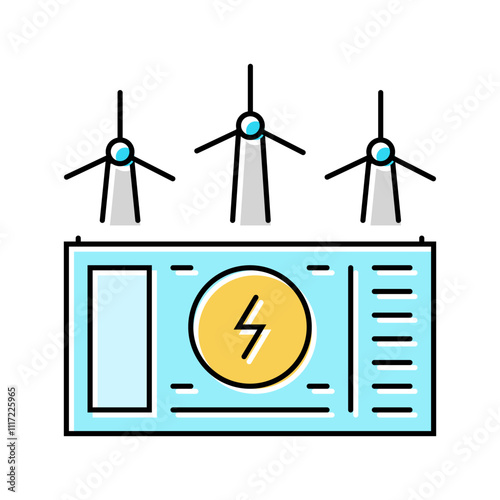 farm aerial view wind turbine color icon vector. farm aerial view wind turbine sign. isolated symbol illustration