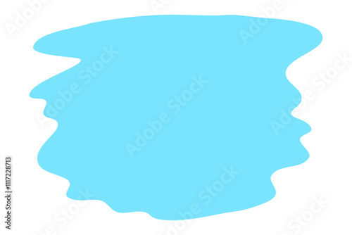 Blue free form shape element. Wet water puddle.