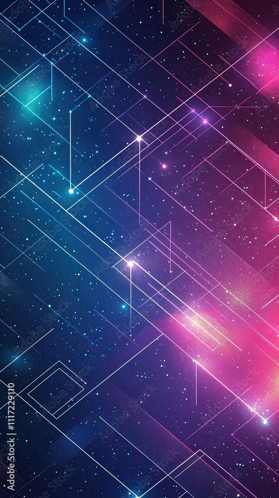Abstract Cosmic Network Glowing Lines And Stars Abstract Cosmic Network Glowing Lines And Stars