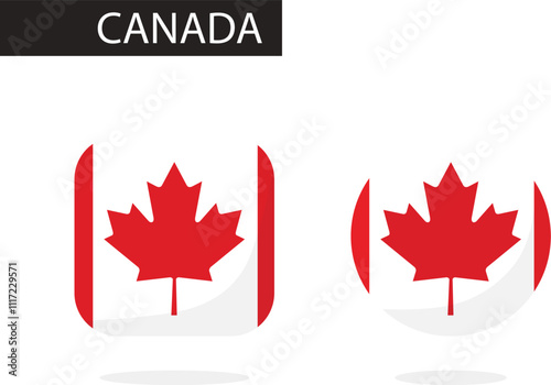 Flag of Canada 2 Shapes icon 3D cartoon style.