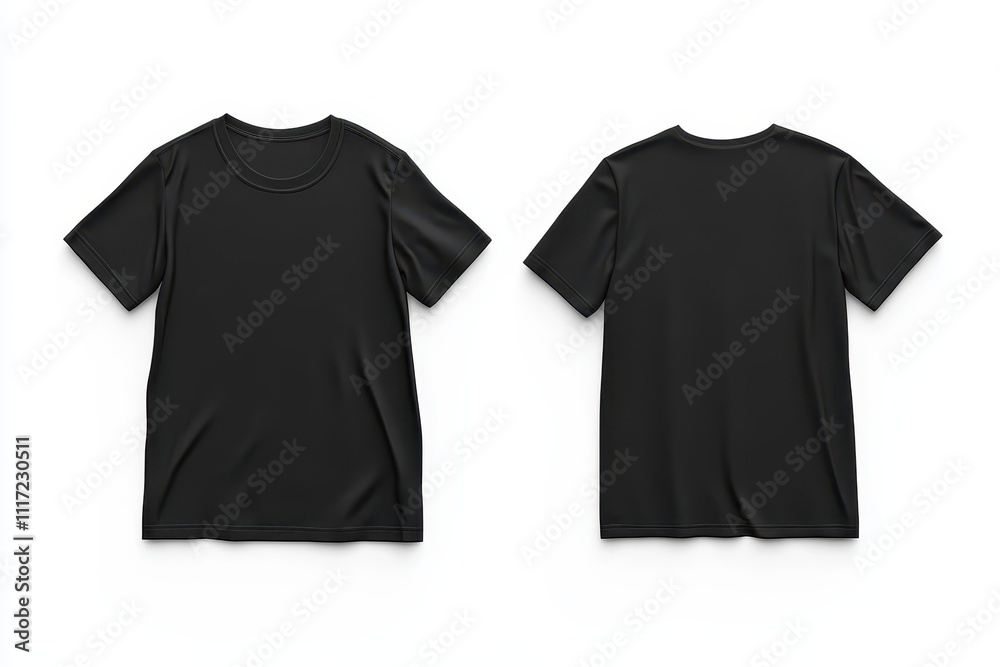 A black t-shirt displayed from the front and back views, highlighting its design. A black t-shirt displayed from the front and back views, highlighting its design.