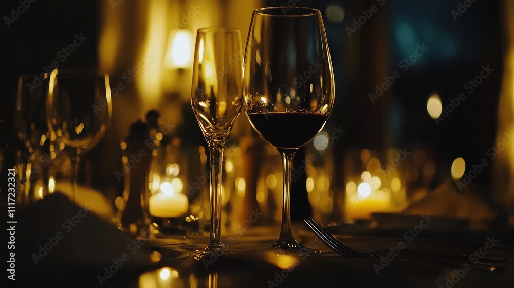 Elegant wine pairing dinner with fine cutlery and candlelit ambiance