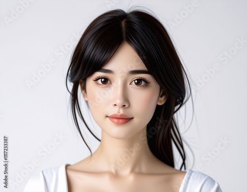 Beautiful Young Woman Portrait Asian Beauty Skincare Cosmetics Natural Makeup