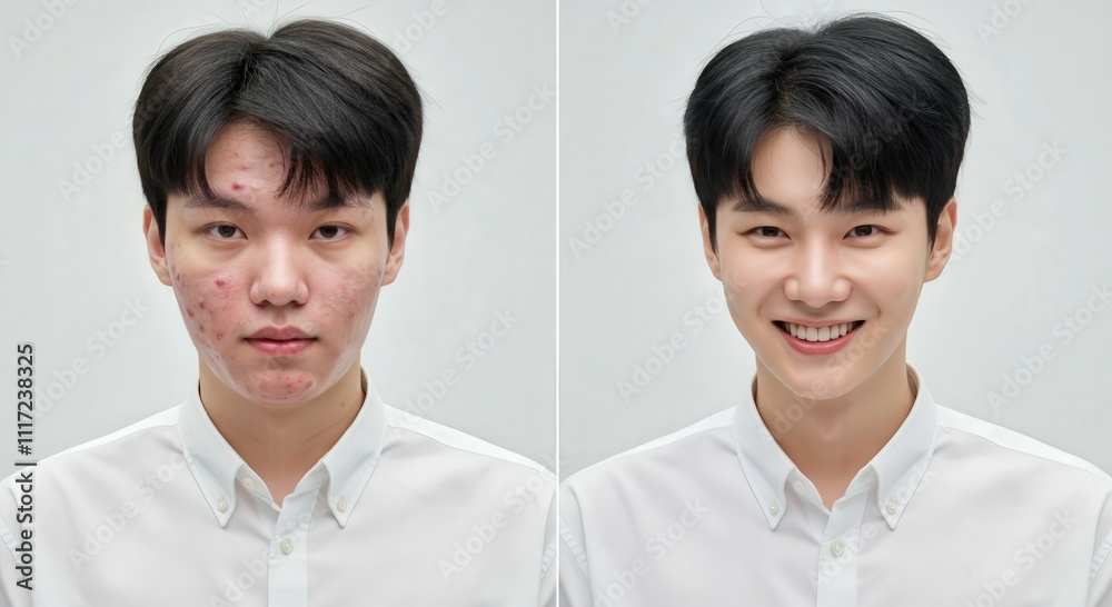 Skin transformation of young asian male with acne treatment comparison Skin transformation of young asian male with acne treatment comparison