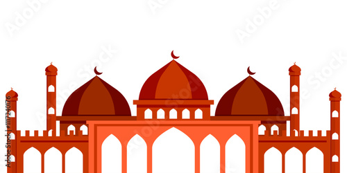 flat design mosque illustration, mosque background design
