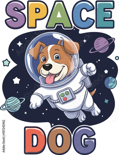 Adventure Space Dog In Colorful Text