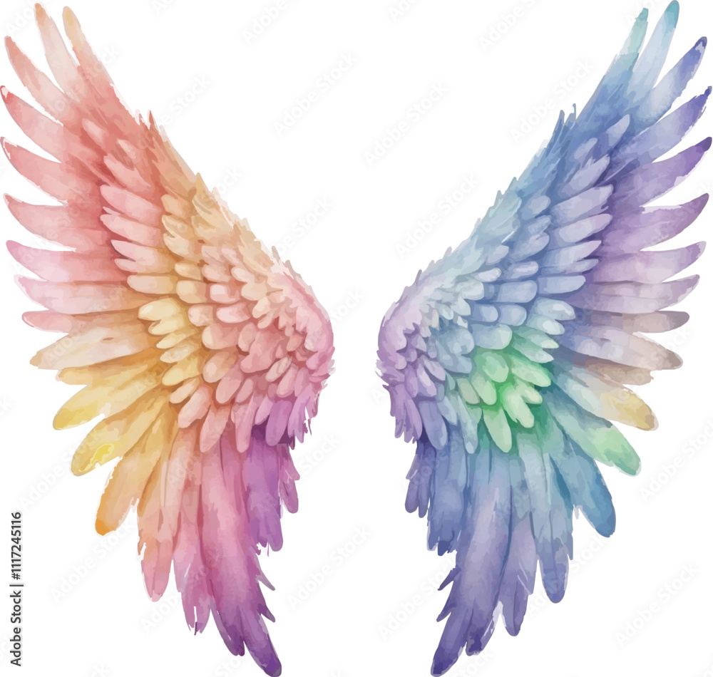 Fototapeta premium Watercolor Best angel wings isolated on white background