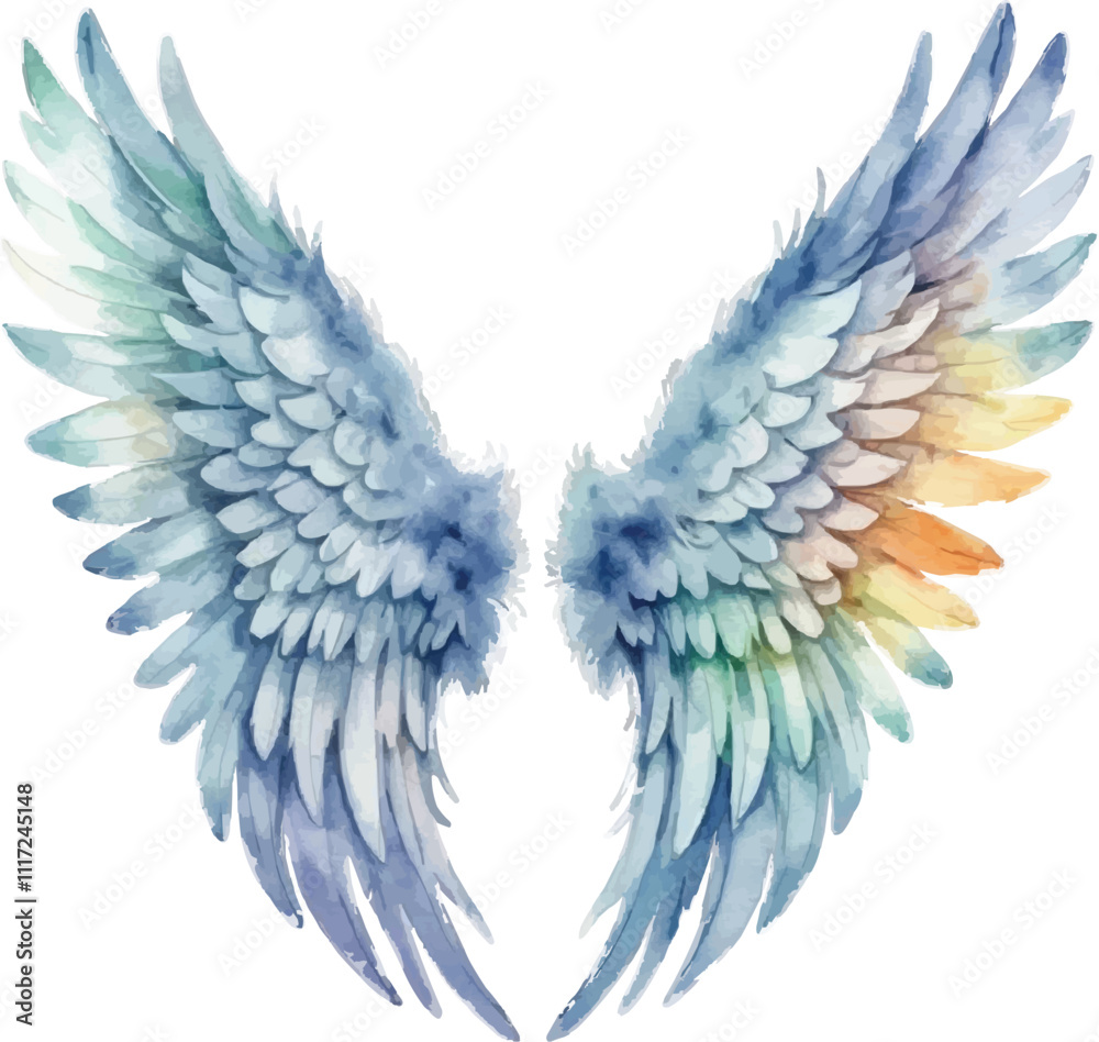 Fototapeta premium Watercolor Best angel wings isolated on white background